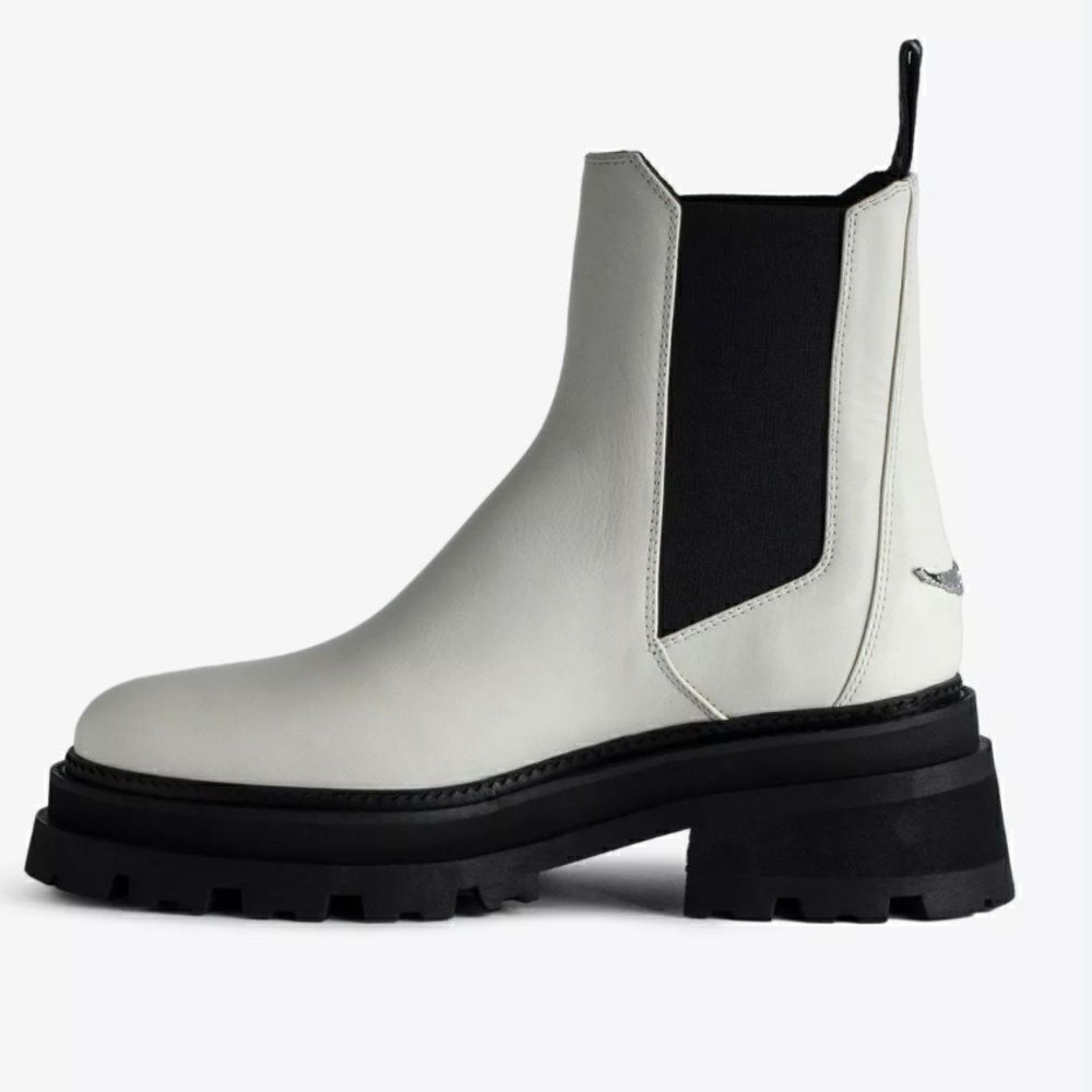 Zadig & Voltaire boots Semy Chelsea Ride platform combat Boot cream New 38/7